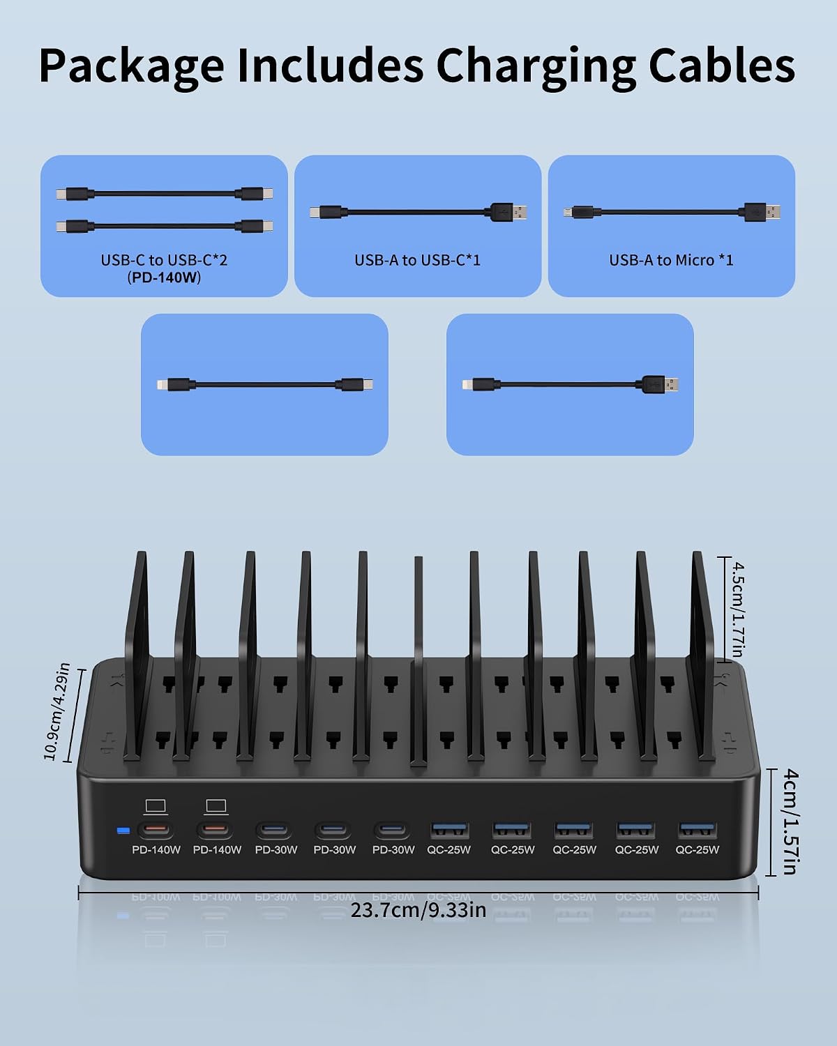620W Charging Station for Multiple Devices, 10-Port USB C Charger Station - Image 5