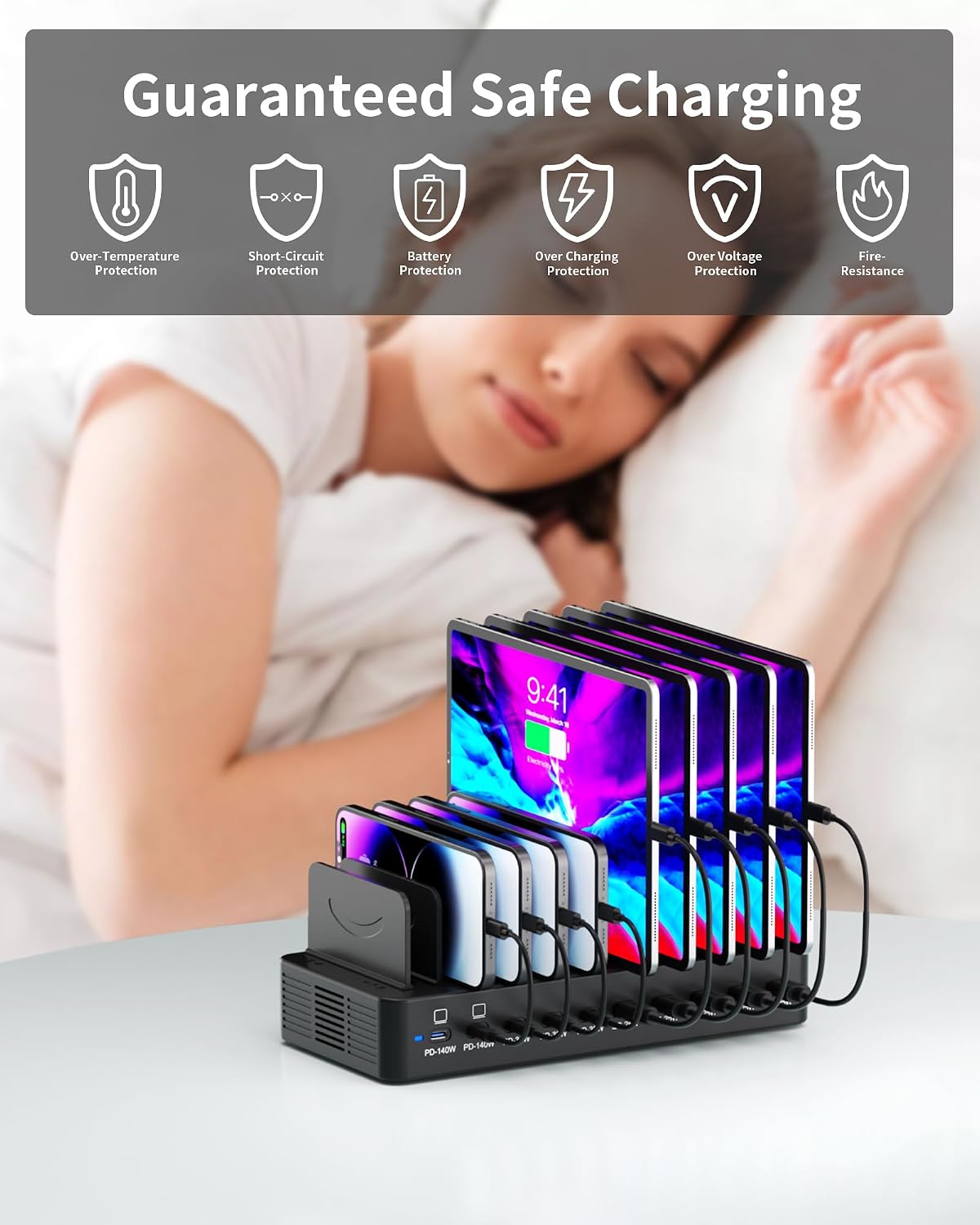 620W Charging Station for Multiple Devices, 10-Port USB C Charger Station - Image 6